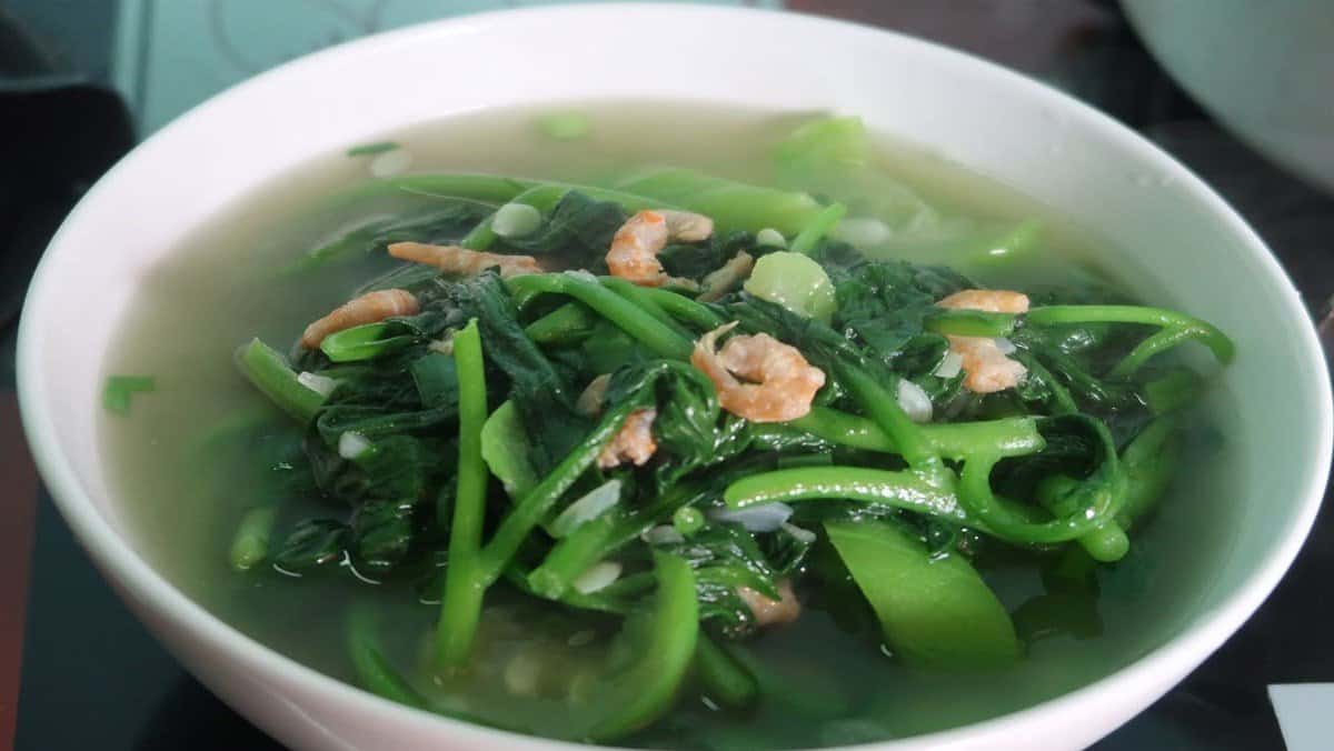 canh bầu nấu tôm